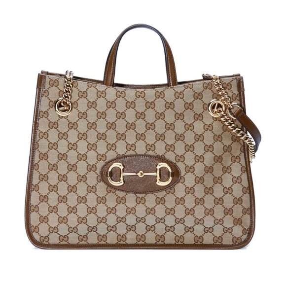 Gucci Horsebit 1955 Original GG Canvas & Leather Medium Tote Bag - Picture 1 of 11